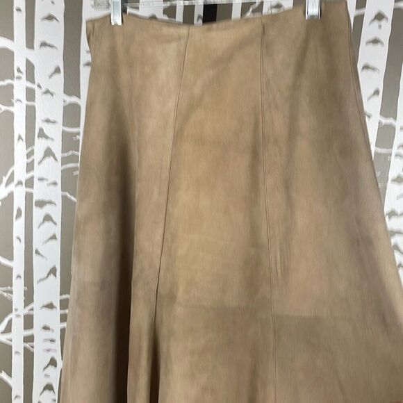 Genuine Suede Leather Maxi Skirt w Lace Hem 14 - Picture 13 of 15